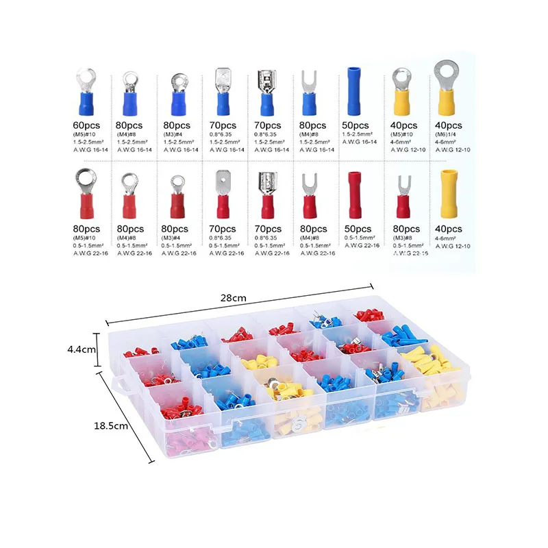 Клеммная колодка в коробке 1200 шт. полная классификация 18 изолированных клемм