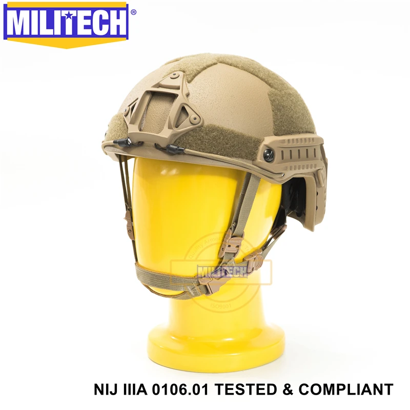 Баллистический шлем NIJ уровень IIIA 3A быстрый высокий XP Cut ISO сертифицированный пуленепробиваемый шлем с 5 лет гарантии- Militech - Цвет: Coyote Brown