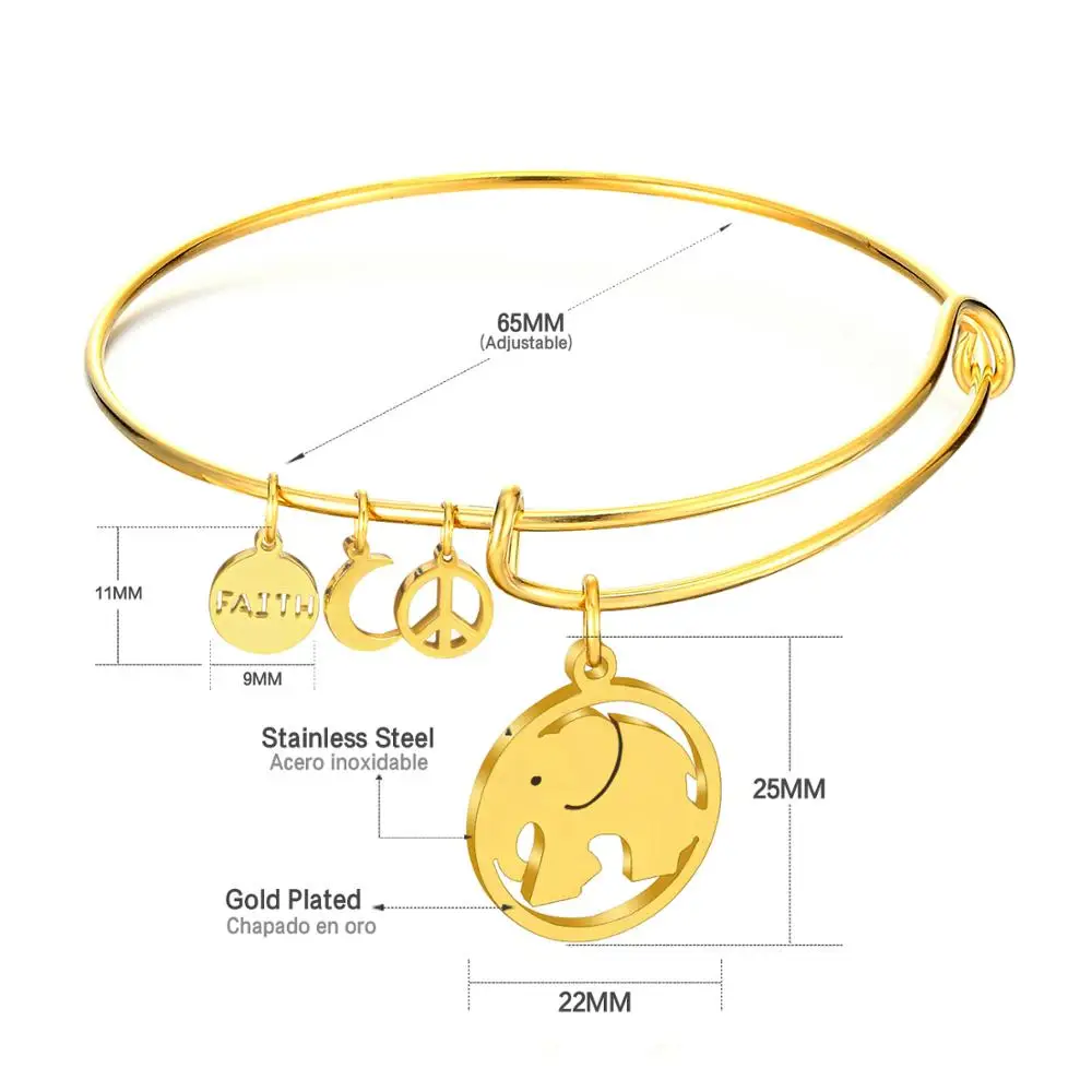 Роскошные милые детские браслеты из нержавеющей стали с золотыми/стальными