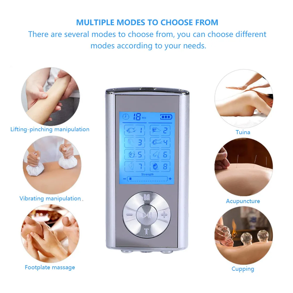 Перезаряжаемый Электрический массажер Carevas 8/16 режимов портативный с блоком Tens