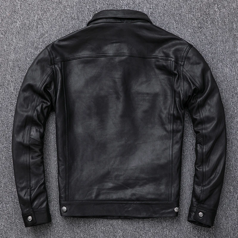 Новая натуральная Мужская короткая куртка 2020 из овечьей кожи с отворотом