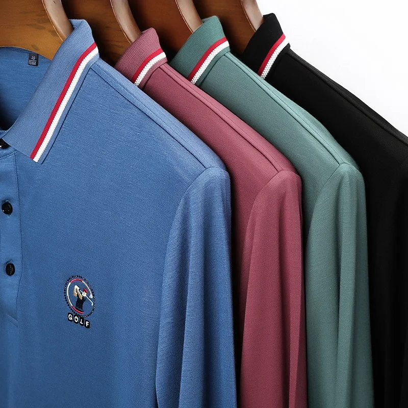 

2020 Autumn New Embroidery Decoration Men's Long Sleeve Polo Shirt Business Casual Solid Color Polo Shirt Men's Brand Clothes