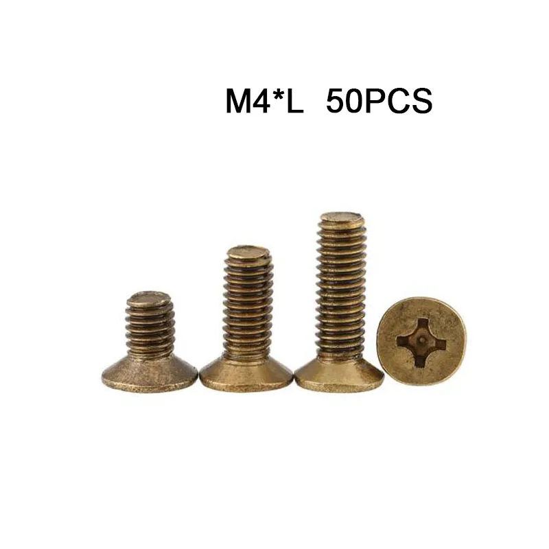 50pcs m4мм медные винты с поперечной потайной головкой M4 машинные шурупы Phillips