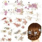 Гребни для волос с цветами, 1 шт., романтические, с листьями, тиара, свадебный головной убор, заколки для волос, украшения для волос с кристаллами