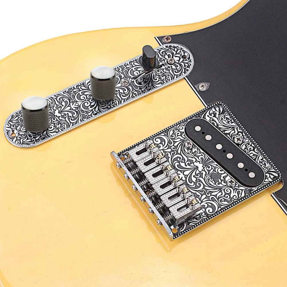 

Guitar Pickups Set Guitar Neck Telecaster Pickups with 6 String Saddle Bridge Plate for Telecaster Electric Guitars