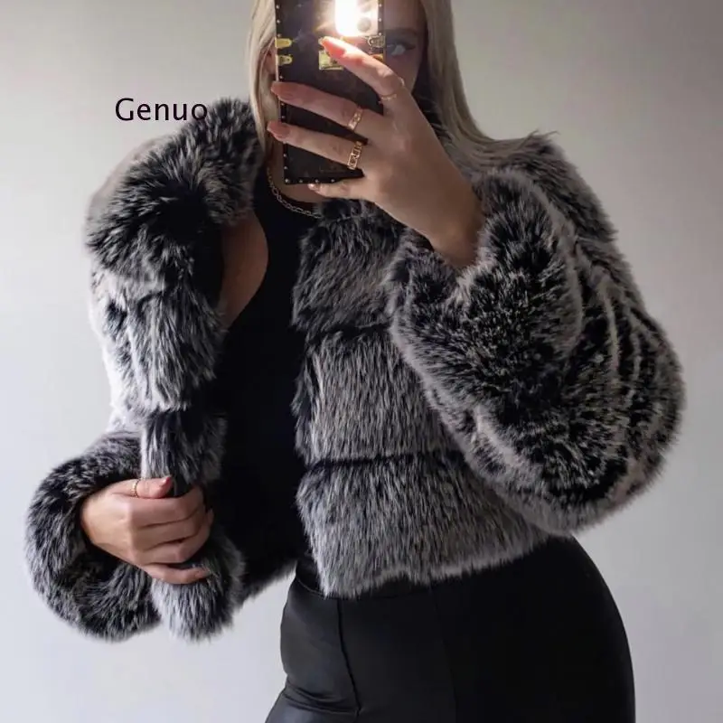 Зимние теплые пушистые пальто из искусственного меха женские куртки высокого