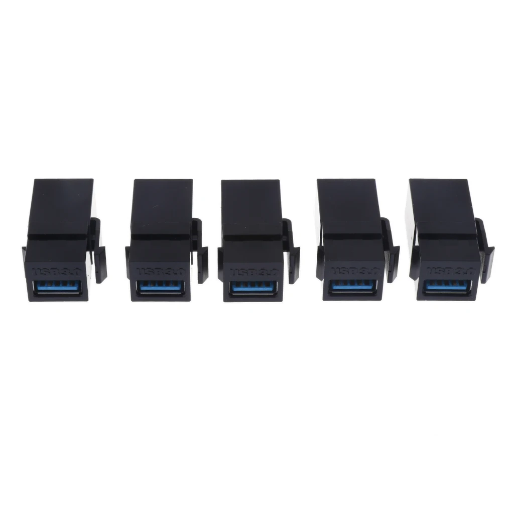 

5 Pcs USB 3.0 Keystone Jack Coupler Insert Snap A Female to A Female Jack Snap-in Connector Socket Adapter Port For Outlet Panel