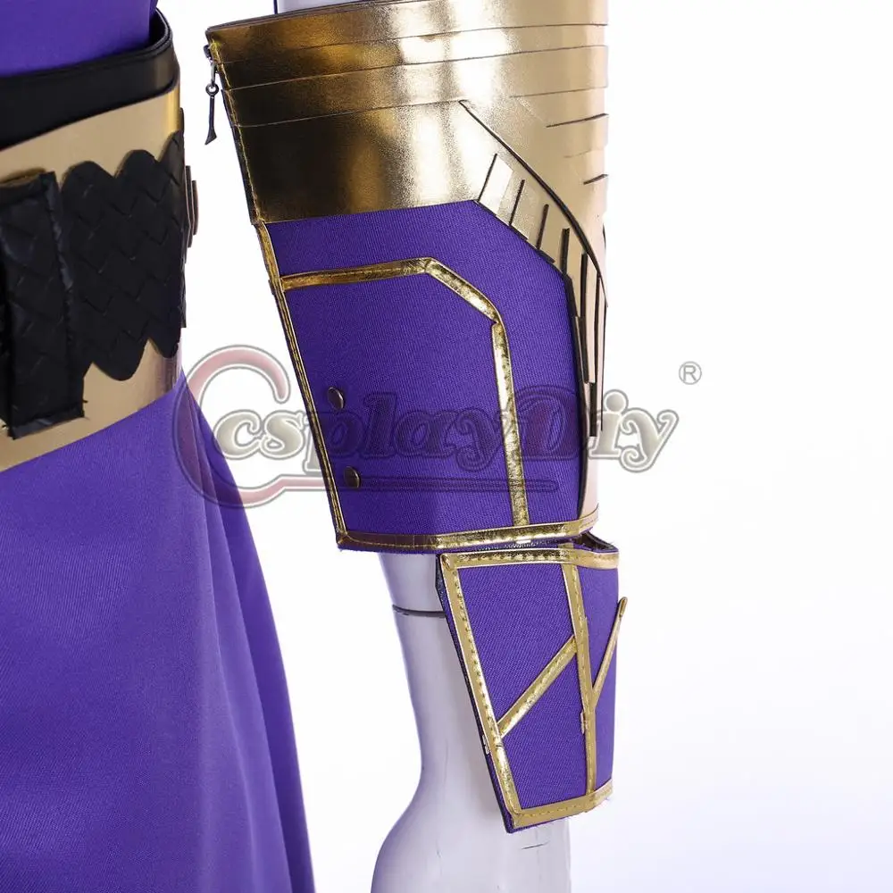 

Cosplaydiy Mortal Kombat XI Rain Cosplay Halloween Costumes Custom made Cosplay Purple Battle Suit Game Costume