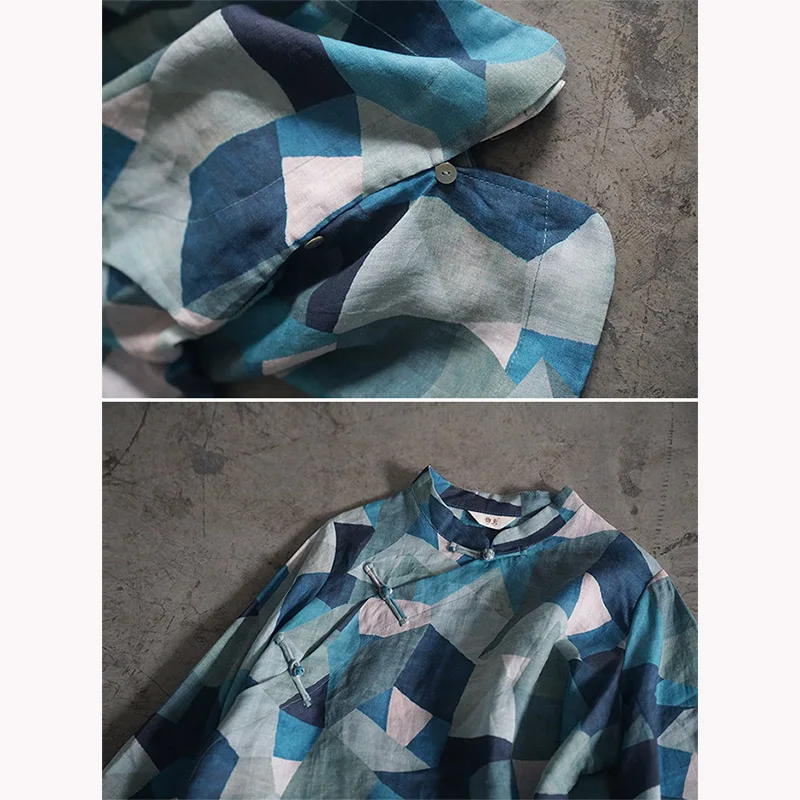 Блузка женская из рами с воротником-стойкой на пуговицах | Женская одежда