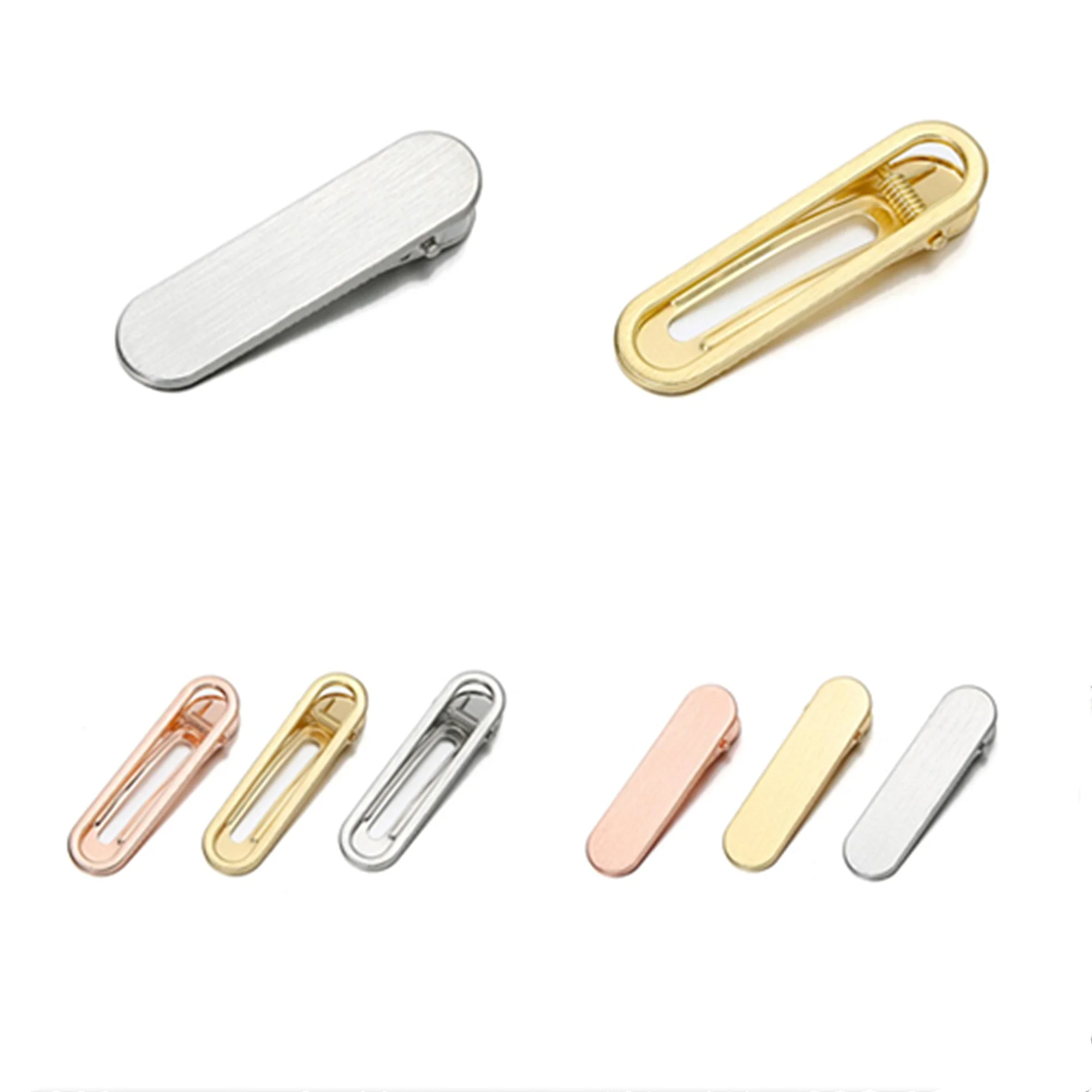

6pcs/lot New high quality 6x1.5cm geometric oval metal hairpin with brushed bangs and duck bill clip