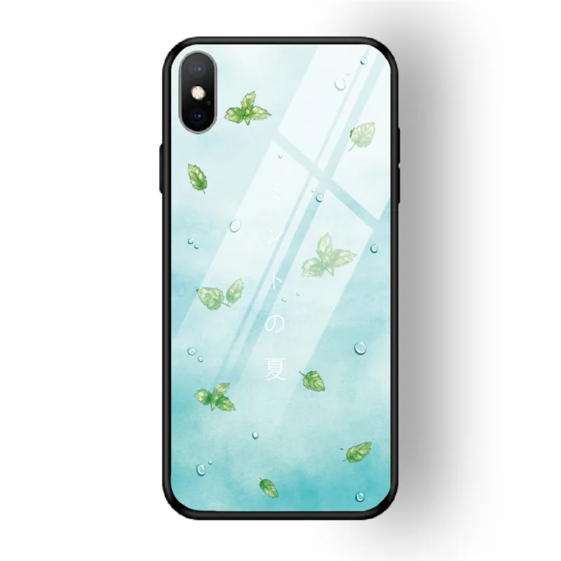 04 Чехол для телефона с цветочным рисунком для iPhone 7, 8, 6, 6S PLUS, XR, X, XS MAX, задняя крышка из закаленного стекла, чехол для iPhone 5 5S se, глянцевый противоударный чехол - Цвет: 04
