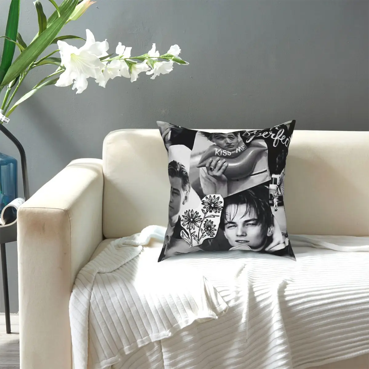 

Leo Leonardo DiCaprio Handsome Collage Square Pillow Case Polyester Decorative Pillow Awesome Cushion Covers
