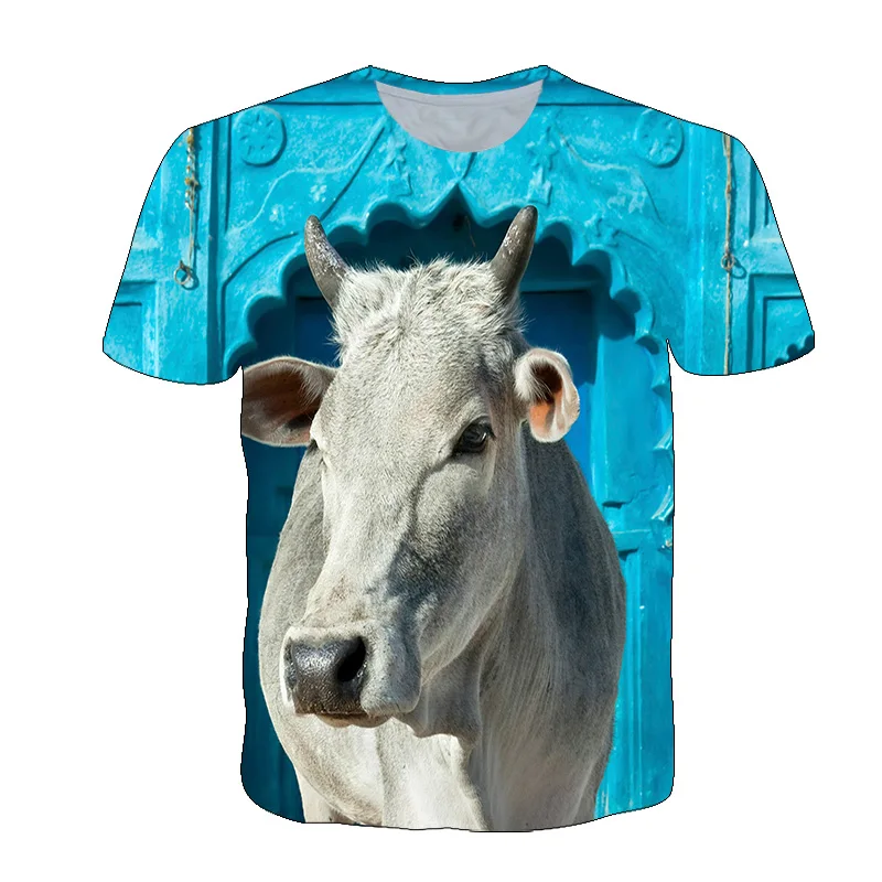 

Summer New Fashion Cow Cartoon Animal Printed Boys/Girls t shirt 3D Funny T-shirts Children Casual Style Tshirt Street Tops Tee