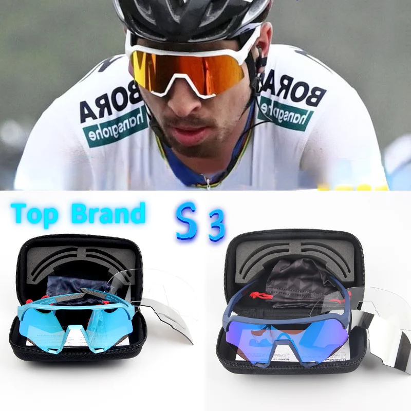 

3 Lens S3 Cycling Sunglasses Running Sport Bike Eye Protection Outdoor Goggles Biking Polarized 100% Uv400 Men Women Sun Glasses