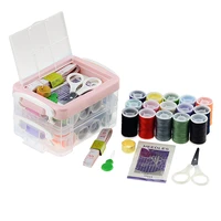 1set color embroidery threads needlework set diy handmade polyester lines sewing knitting kit punch stitching needles case