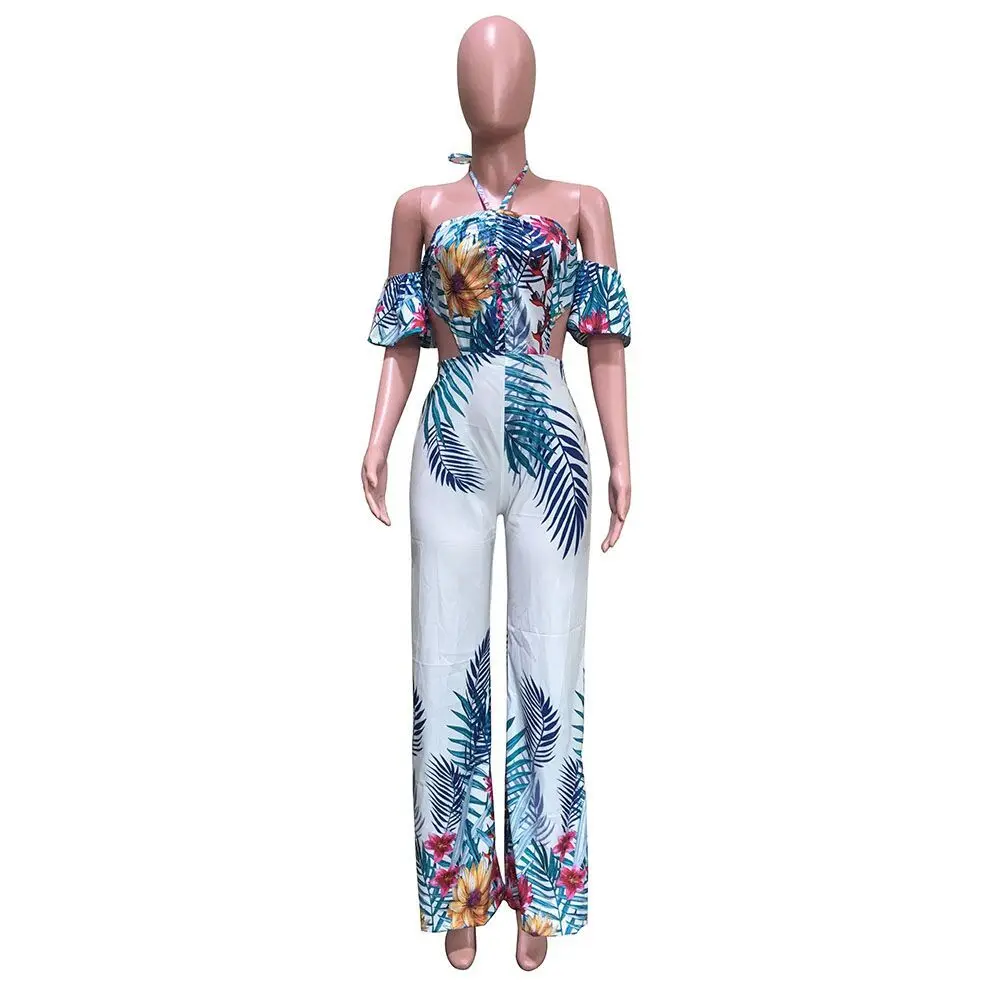 Повседневный цветочный принт без бретелек комбинезон Бохо Женский сексуальный