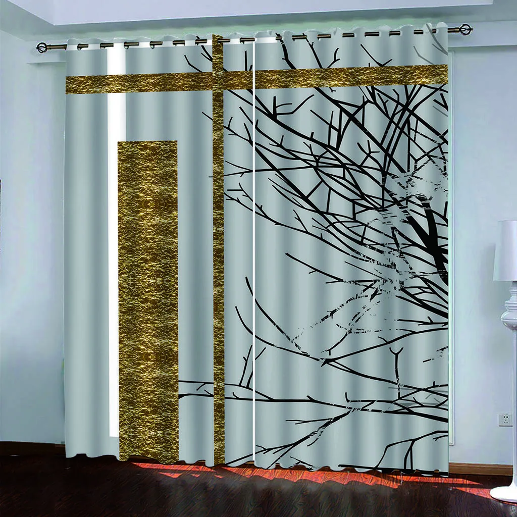 

Custom black branch curtains 3D Window Curtains For Living Room Bedroom Customized size personality curtains