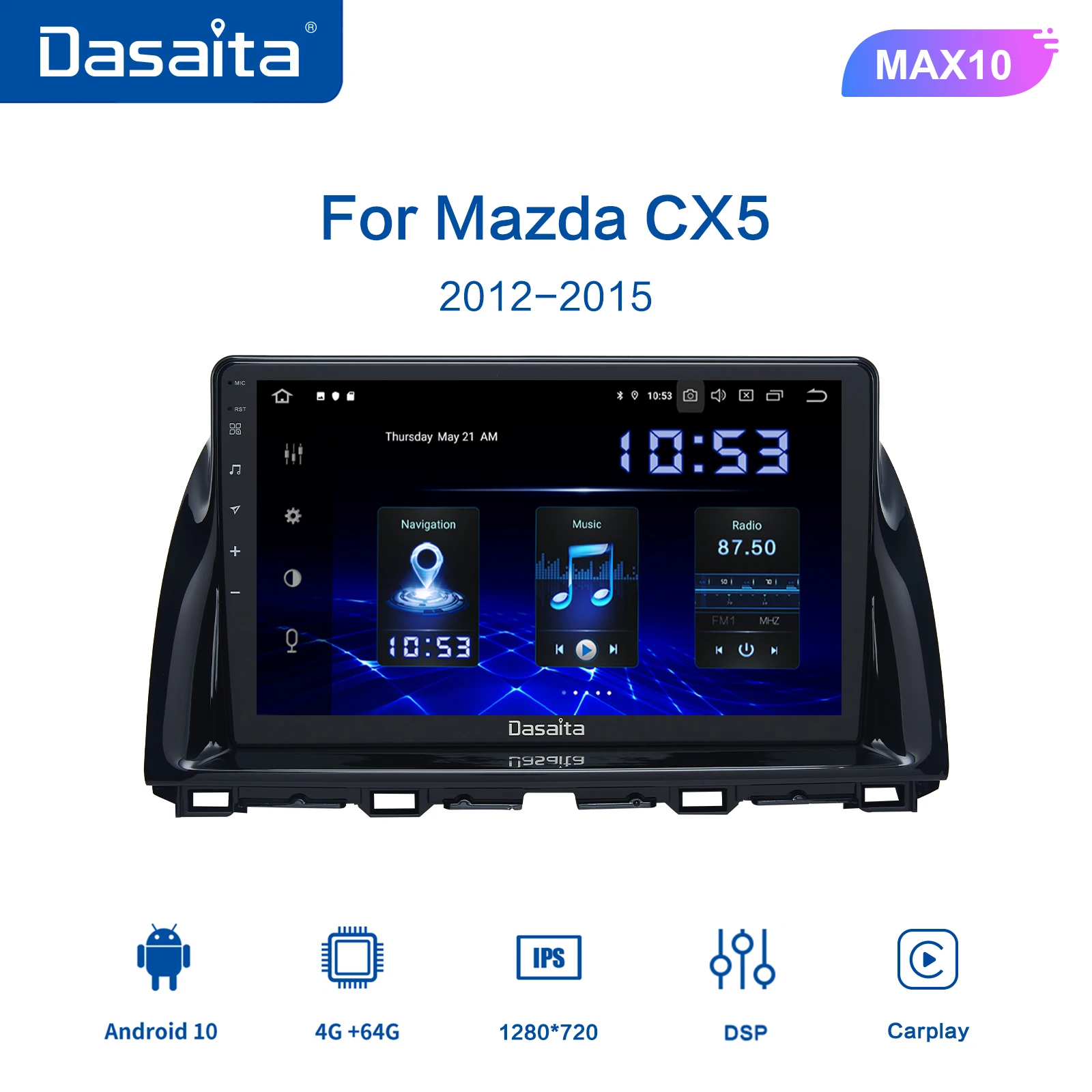 Dasaita 10 2 &quotIPS экран Android 0 автомобильная навигация для Mazda CX5 CX 5 GPS 2012 2013 2014 2015 DSP