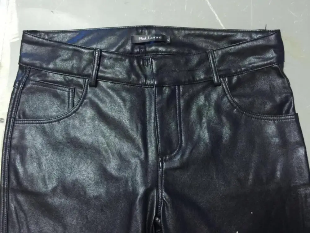 Fashion brand longer length water wash PU leather flare pants female street punk raise hip ws thin leather pants wq209 dropship