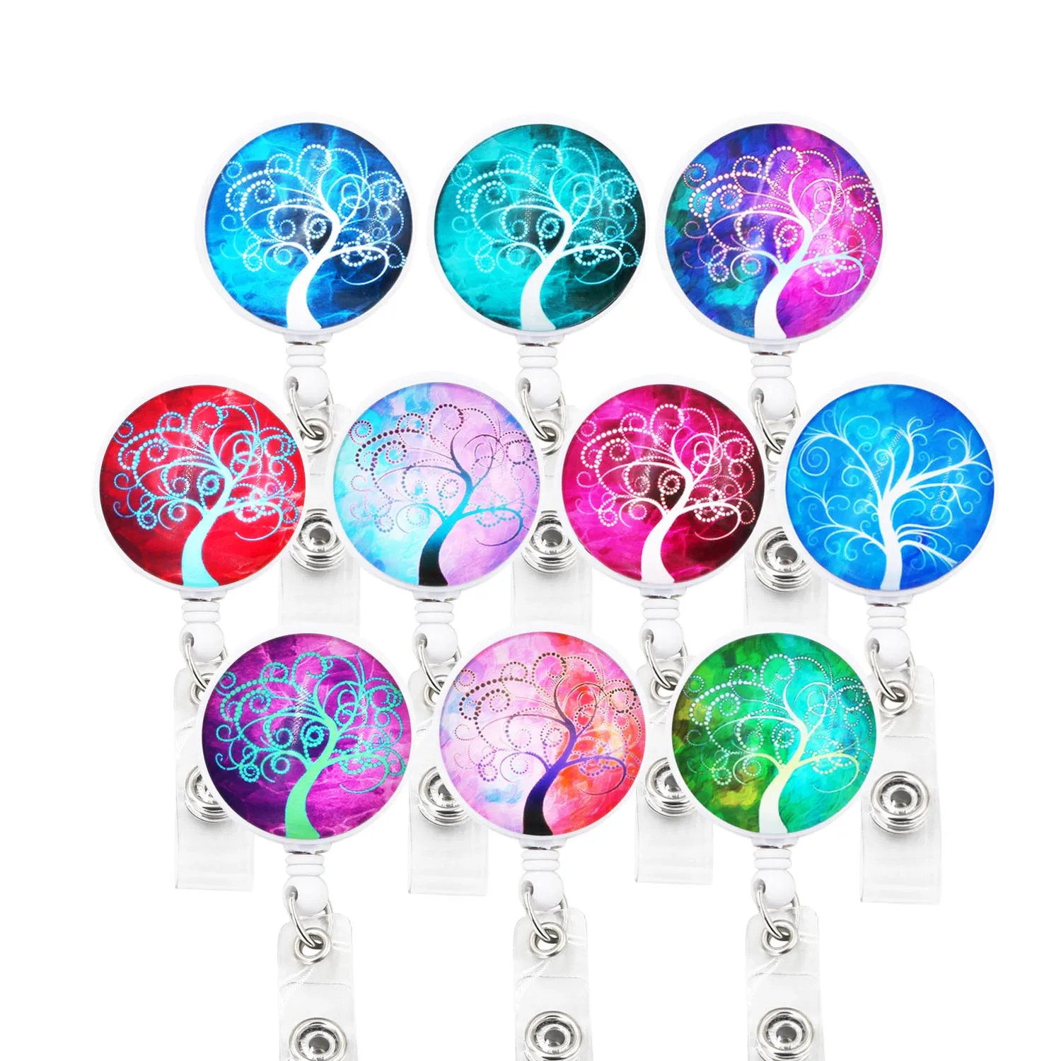 

10PC Lot ID Retractable Badge Holder with Alligator Clip Life Tree Retractable Cord ID Badge Reel 24 Inch