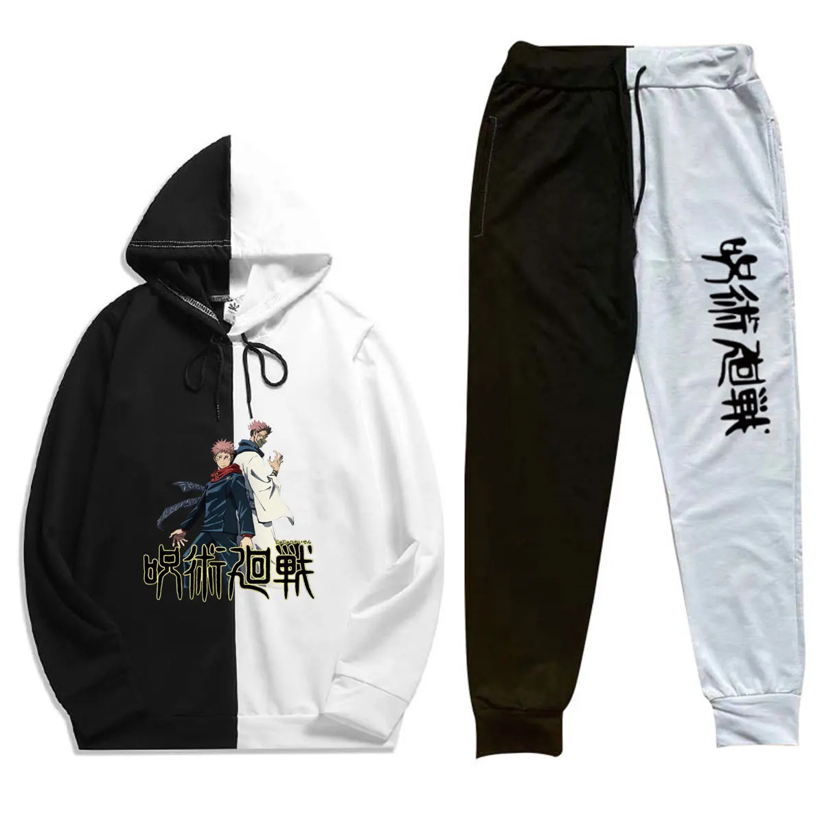 

Комплект из 2 предметов для мужчин и женщин, толстовка с капюшоном и штаны в стиле пэчворк, тонкий свитшот и брюки, 2021