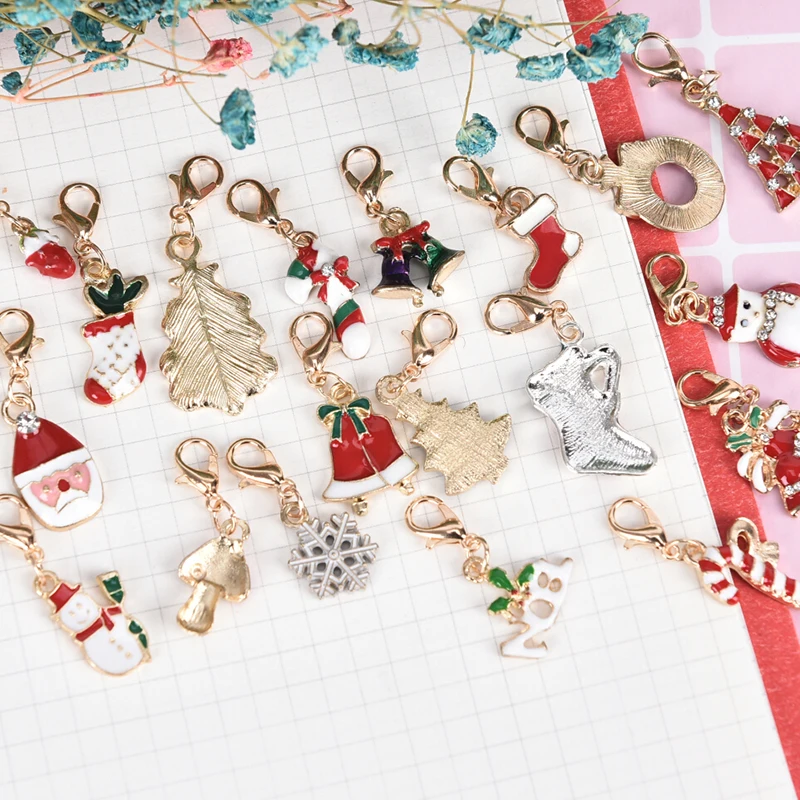 

19Pcs Mixed Metal Enamel Charms Christmas Pendants Ornaments Beads For Bracelet Earrings Jewelry Making Xmas Tree Decoration