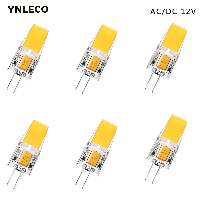 6 шт./лот G4 Светодиодная лампа 12 В AC DC 3W COB LED Light 360 Угол луча без мерцания теплый