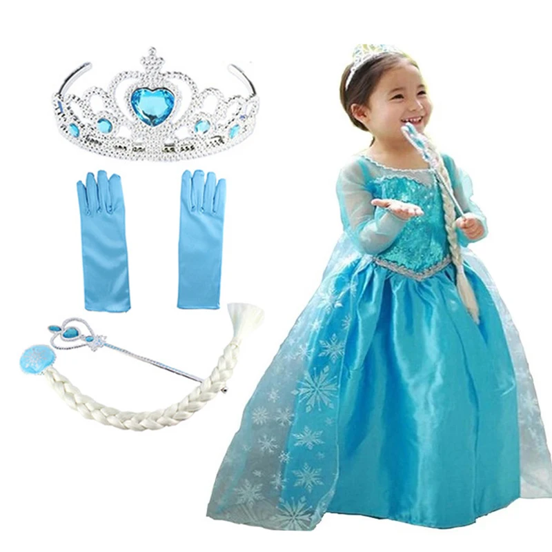 2020 Elsa Dress kids Dresses for Girls Princess Dess Anna Cosplay Snow Queen Party Clothing Vestidos | Детская одежда и обувь