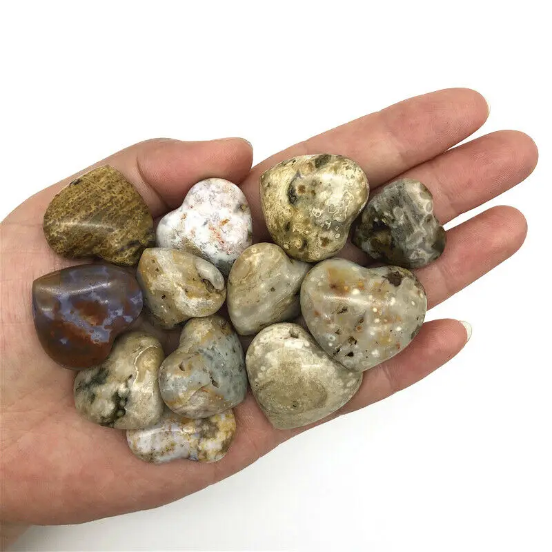 Оптовая продажа 1 шт. натуральная океананическая яшма кристалл в форме сердца