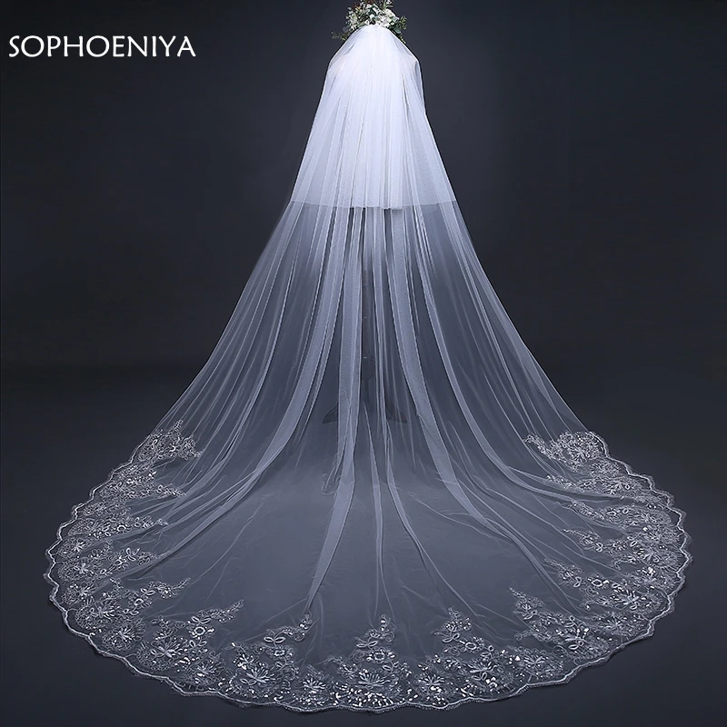 Горячая Распродажа 2021 собор свадебная Фата с расческой Свадебные Welon белого