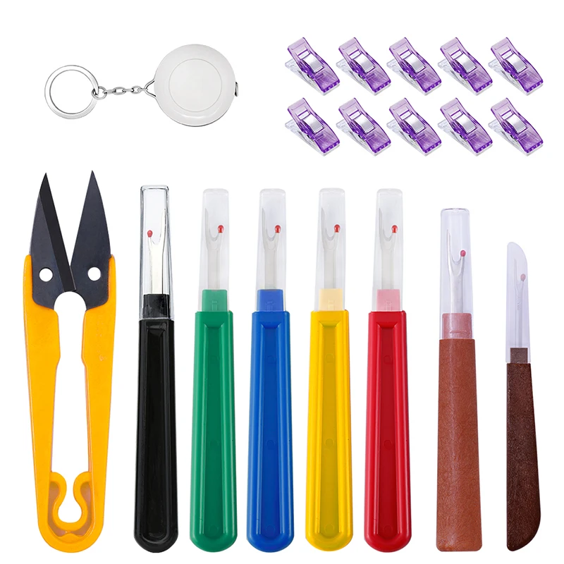 

LMDZ 13PCS DIY Sewing Seam Ripper Tools Kit with Thread Cutter Scissor Tape Measure Purple Sewing Clips for Sewing Thread Remove