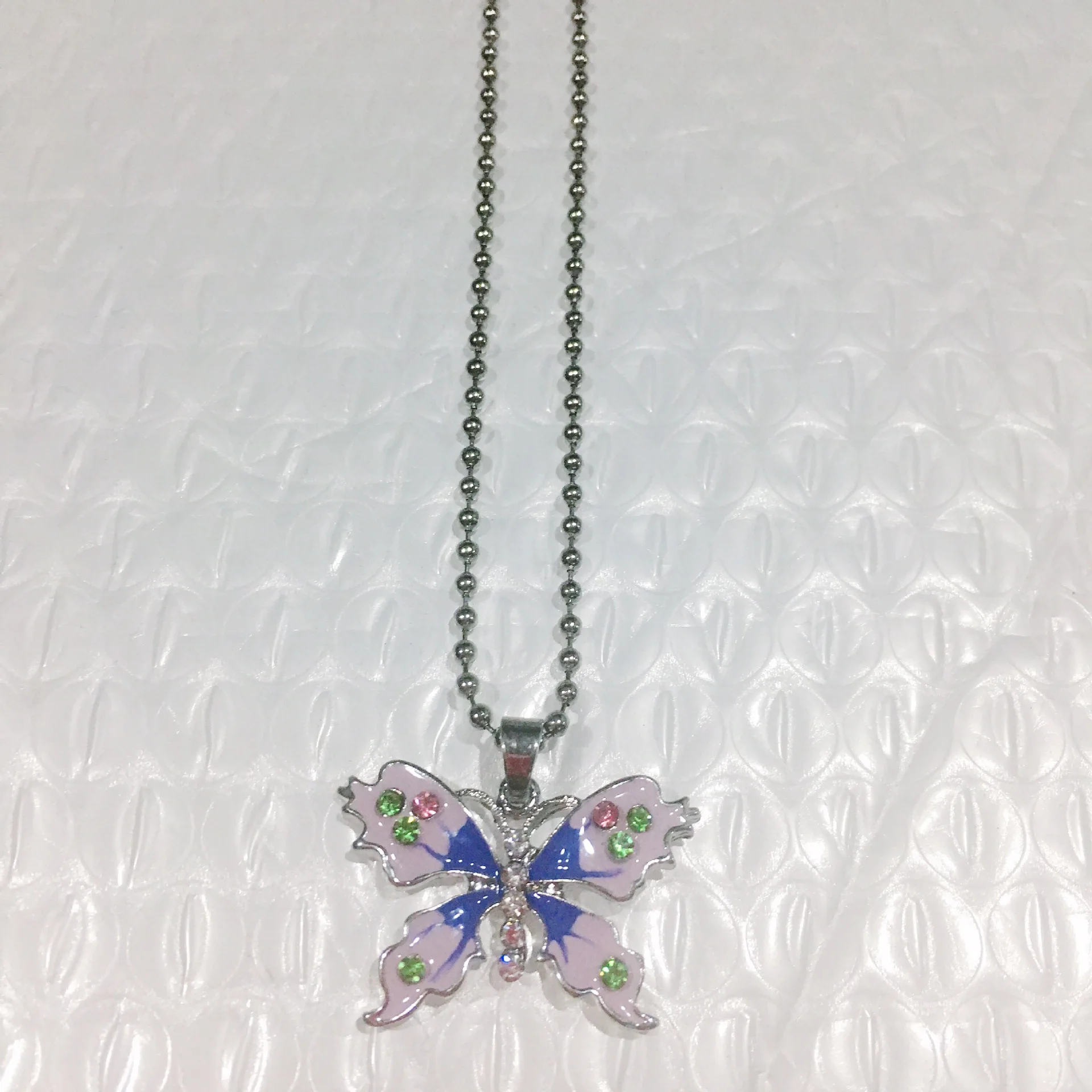 beads chain Новинка Хип-хоп подвеска кристальная Бабочка ожерелье из нержавеющей стали, Harajuku чокер вечерние ювелирные изделия для женщин, мужчин, дружбы девушка подарки - Окраска металла: beads chain