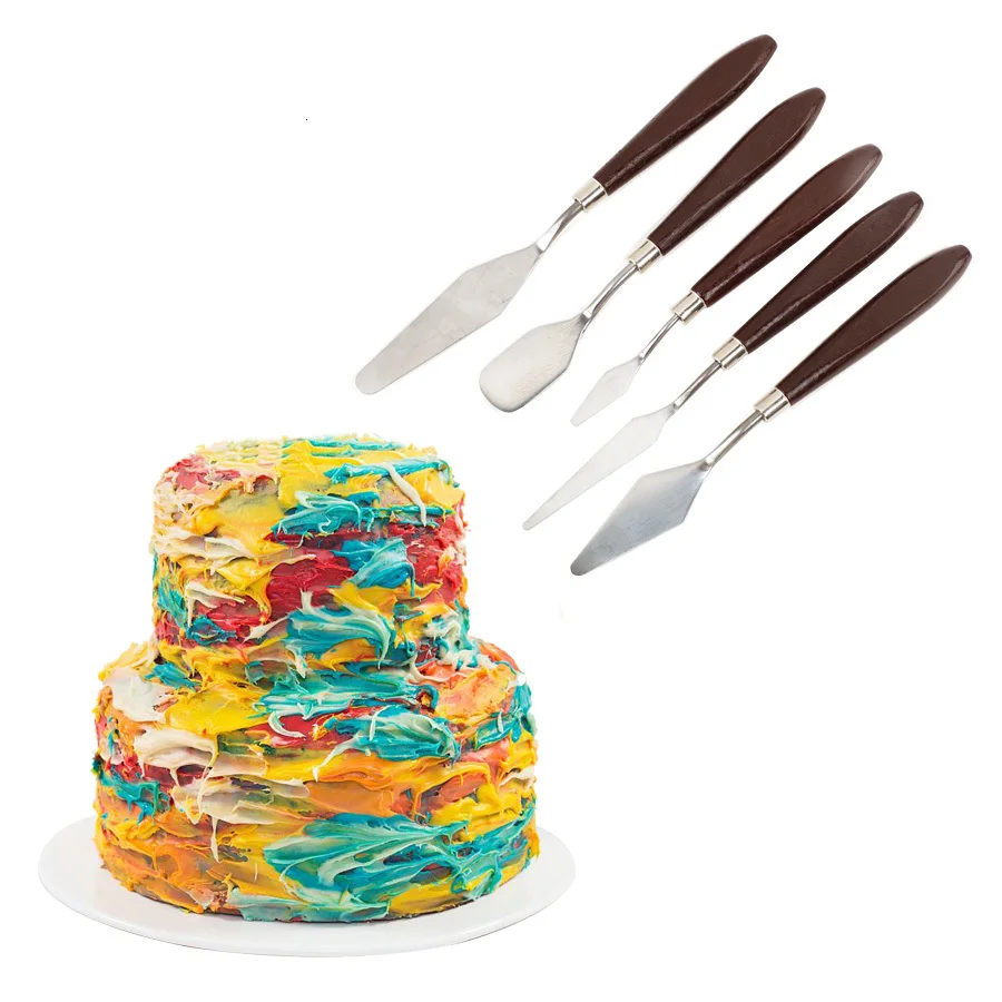 Delidge 5 шт./компл. Нержавеющая сталь шпатель для выпечки инструменты Fondant(сахарная) крем смешивания скребок для масляной живописи лопата для снега