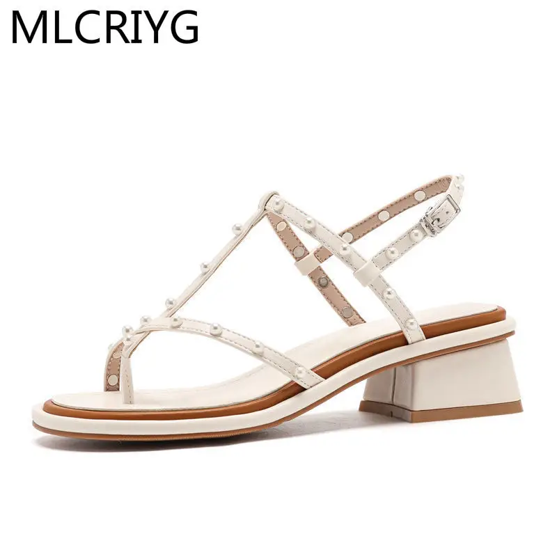 

2021 Summer Fashion Women Sandals Open Toe Women's Low Heels Comfortable One-shaped Buckle Lightweight Low-heeled High Heels