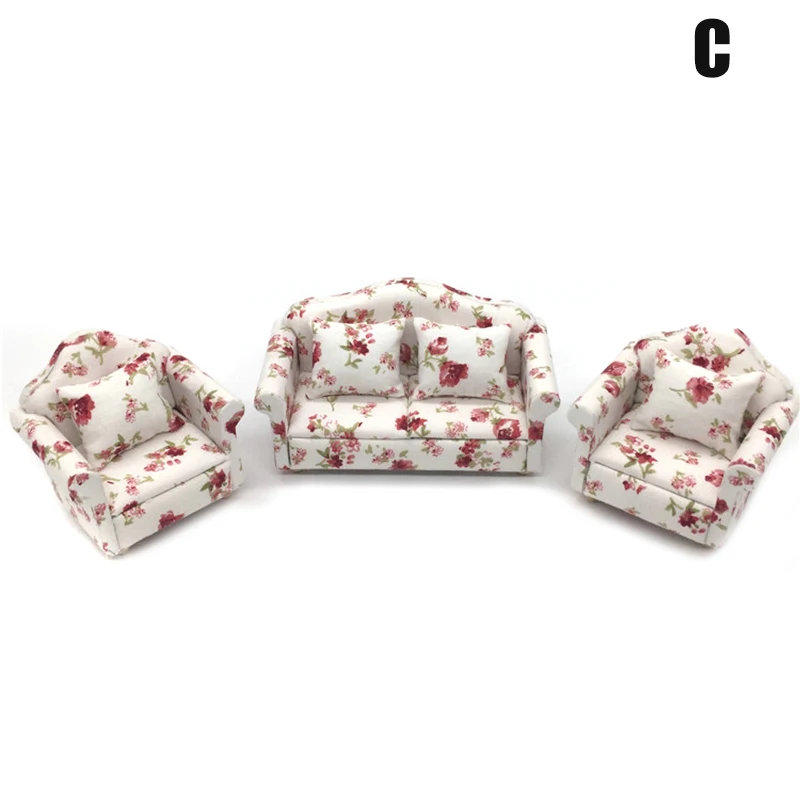 3 шт./компл. набор диванов с принтом мини-модель мебели для кукол 1/12 игрушки