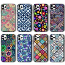 Модный чехол с мандалой для IPhone 12 Pro Max 11 XR XS Mini 7X8 6 6S Plus 5 SE 2020 Черный