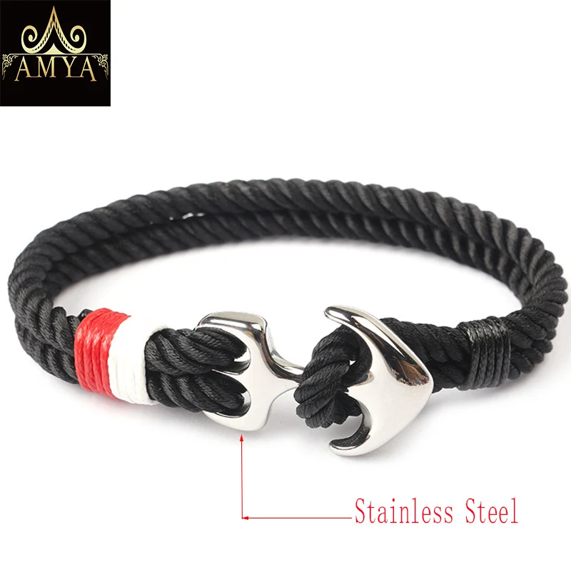 Браслет с якорем из нержавеющей стали AMYA красные браслеты для женщин мужчин