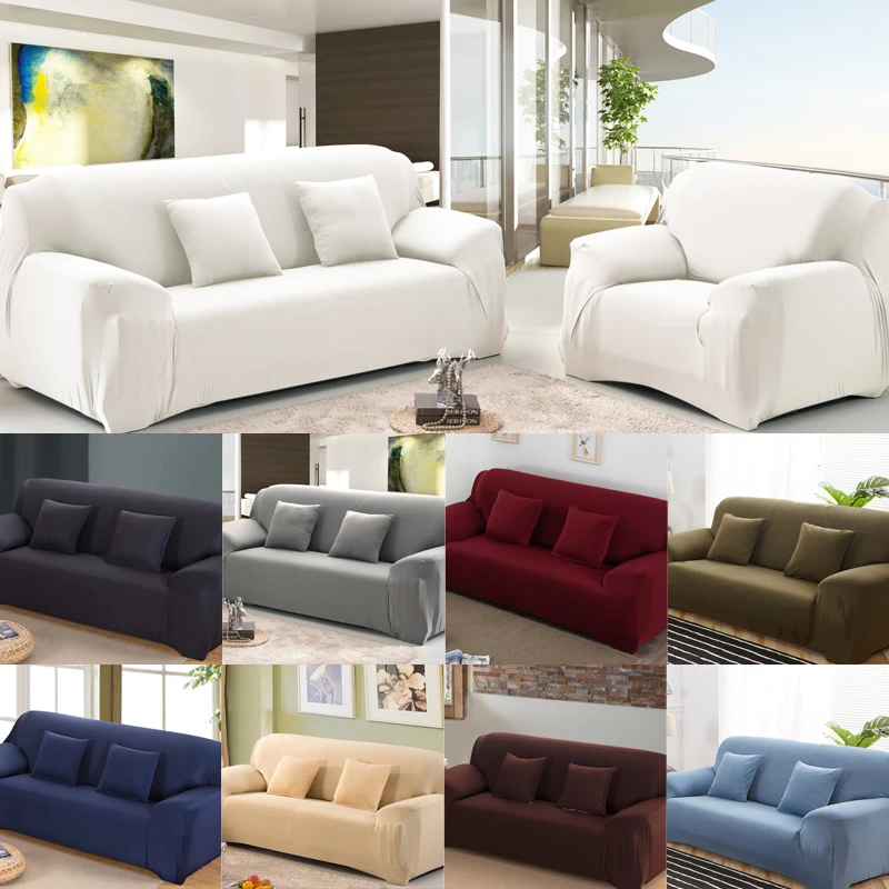 solid Sofa Cover for Living Room elastic Case for Sofa Sectional Couch Covers Spandex Stretch Sofa Cover white 1/2/3/4 Seater