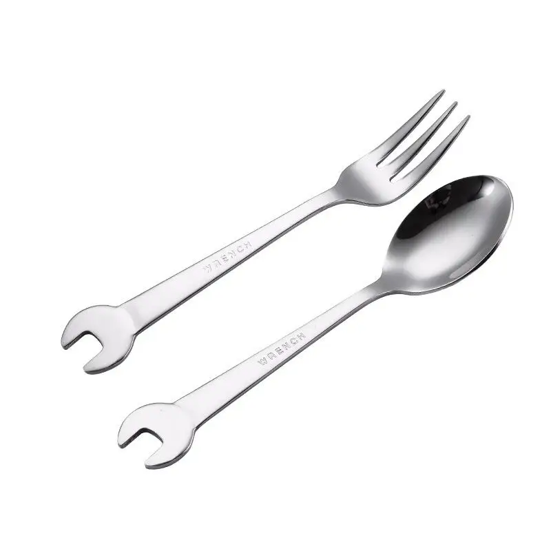

304 Stainless Steel Spanner Spoon Fork Wrench Shape Dinnerware Cooking Accessories Tableware Ice Cream Spoon Gift Tableware