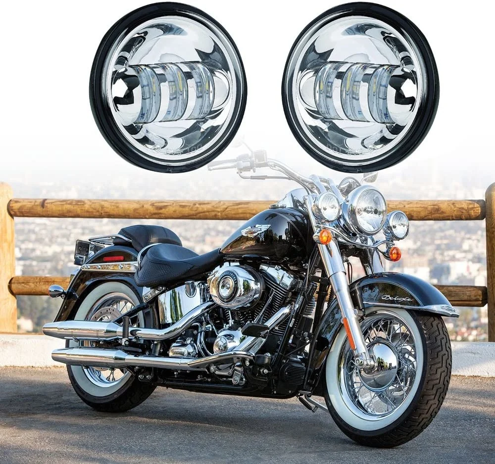 

1 Pair 4.5“ 4 1/2 inch Motorcycle LED Fog Passing Lights Chrome Black Lamp for Classic FLHR Road King 4.5Inch LED Fog Light