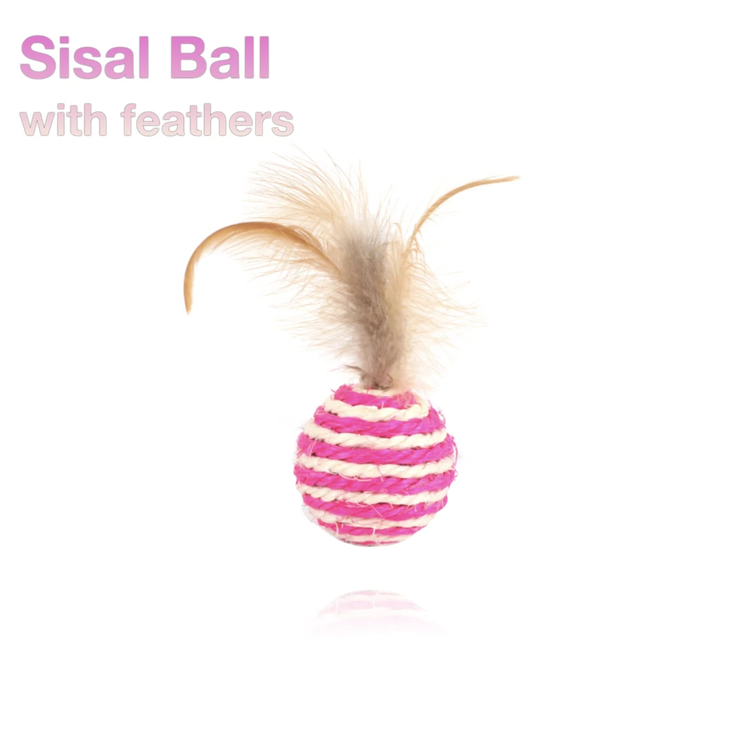 

Sisal Feather funny Dog Toy ball goods for cats Interactive pet toys For Cats Pet Ball kitten Games Toys by cat Pets supplies