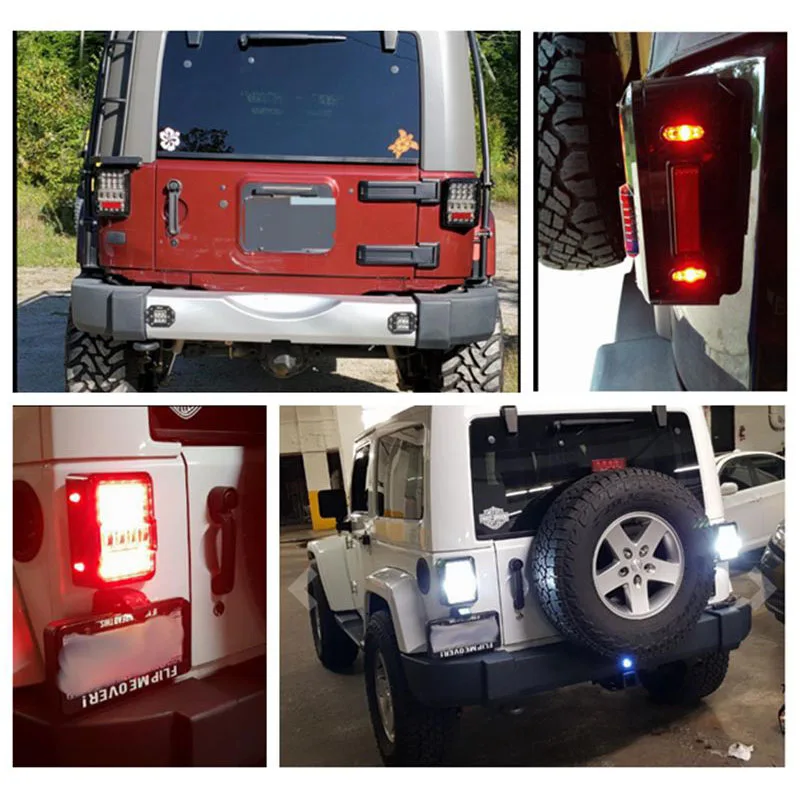 Для 07-16 Jeep Wrangler Светодиодные задние фонари Задние стоп-сигналы заднего хода 480LM JK