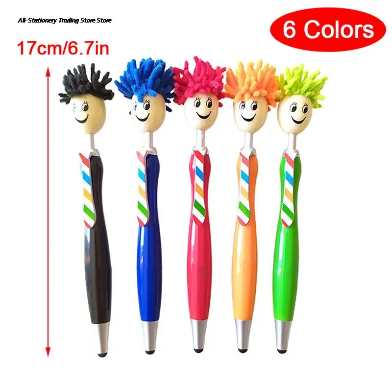 

3-in-1 Stylus Pen Mop Topper Ballpoint Pens Screen Cleaner Stylus Pens Duster for Kids and Adults Stationery Touch Screen Phones