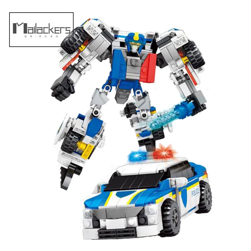 

Mailackers City Police Robot Car Building Blocks SWAT Team Supercar Robot Figures Bricks Educational Toys For Boys Children Gift