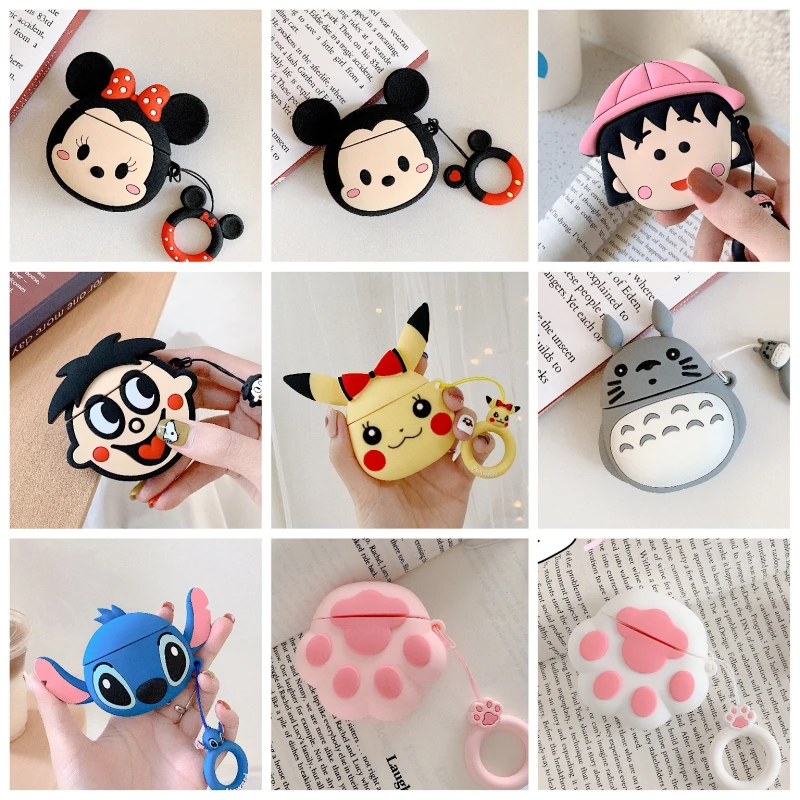 Чехол с 3D милым аниме принтом Kawaii для Airpods 1 2 беспроводной чехол наушников кольцом
