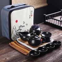 portable ceramic teaware set chinese kung fu teaset teapot traveller teaware with bag teaset gaiwan tea cups of tea ceremony