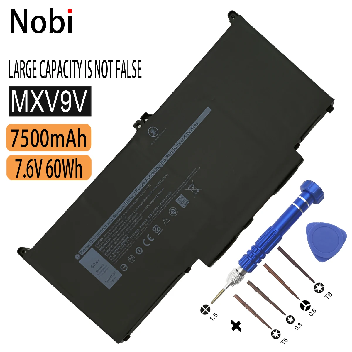 Nobi 7.6V 60Wh MXV9V Laptop Battery For Dell Latitude 7300 7400 5300 13 5310 5300 5310  2-en-1 Series 0829MX 05VC2M 5VC2M
