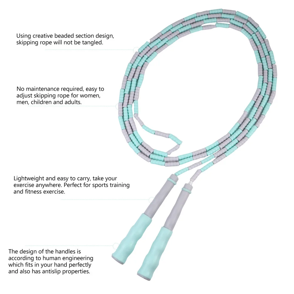 

1Pc Adjustable Skipping Rope Durable Beaded Jump Rope for Sports