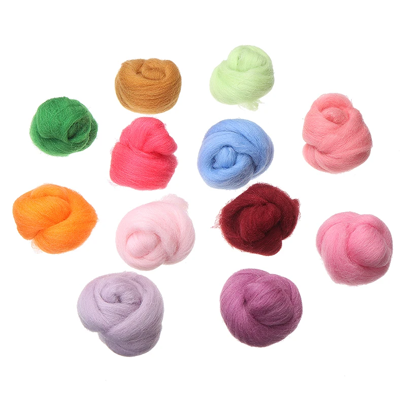 12 шт. цветов|wool fibre|wool rovingroving wool |