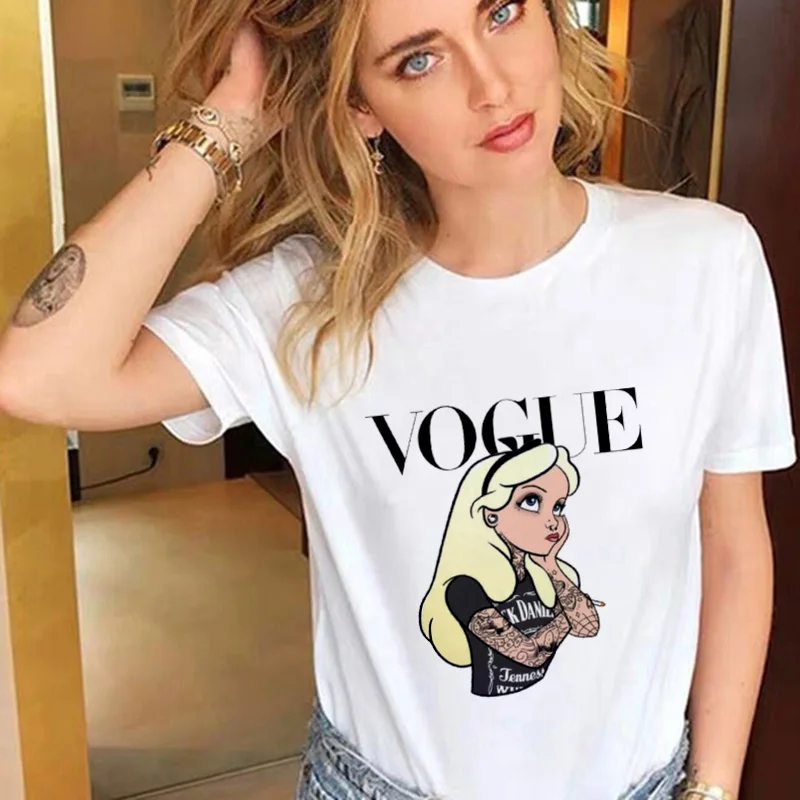 Женская тонкая белая футболка с принтом 2020 забавная принцессы Харадзюку Топы Kawaii